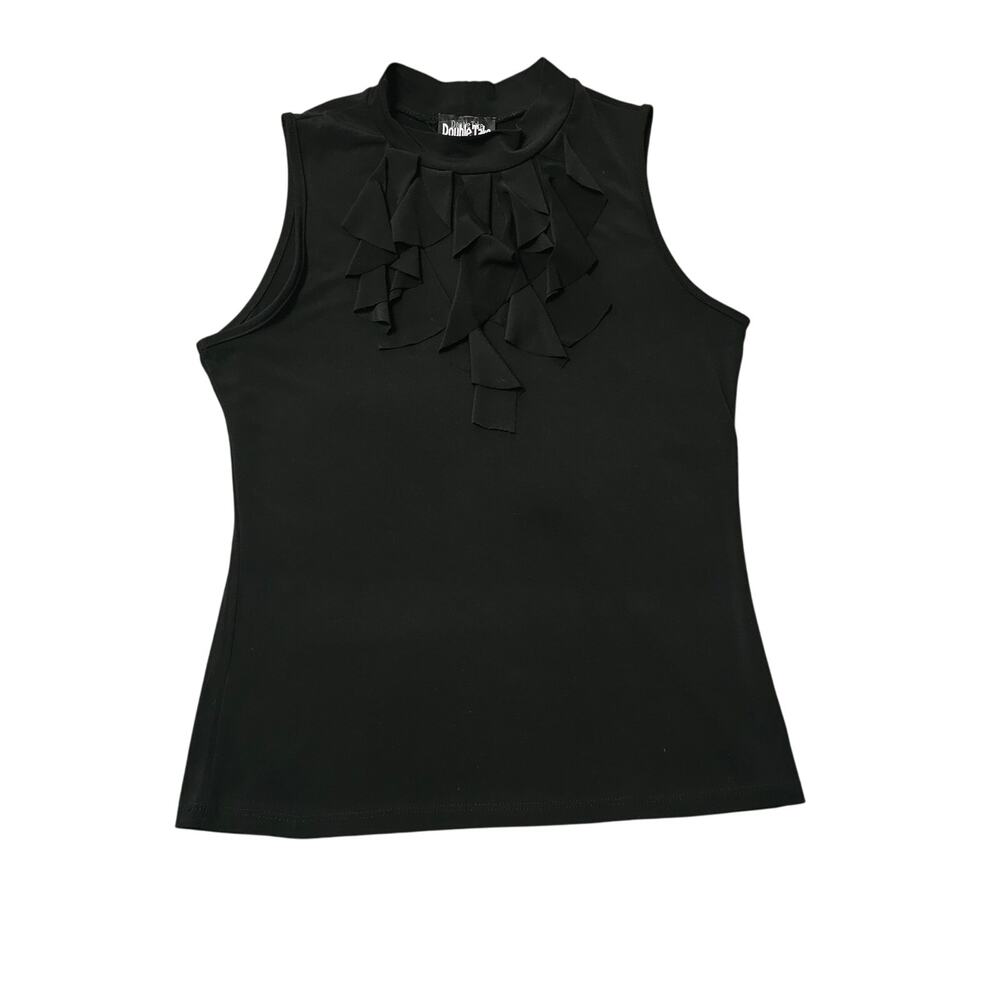 Double Take PXL Black Sleeveless Ruffle front shirt